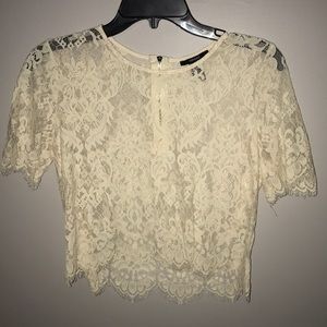 Forever 21 sheer lace scalloped top